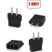 Derwell 2 Adet Türk Fişi Amerikan Tip Fiş Çevirici Seyahat Adaptörü 2 Pinli Düz Plug Travel Adapter Fiş Priz