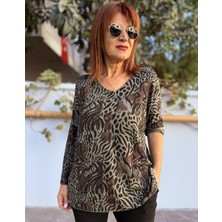 Denizege Butik Kaplan Desen Triko Haki