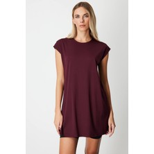 On Kadın Sıfır Yaka Basic Tunik 61419 Bordo