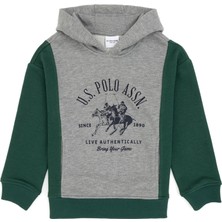 U.S. Polo Assn. Erkek Çocuk Gri Melanj Kapüşonlu Sweatshirt 50316623-VR086