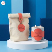 Miaju Anneye Duygusal ve Kalıcı Hatıra, Isim ve Tarih Yazılabilen Çift Alevli ve Deri Detaylı Mum, Gri