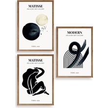 Sinems World Matisse Üçlü Ahşap Çerçeveli Tablo