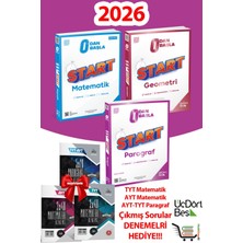 ÜçDörtBeş Yayınları 345-START Serisi Matematik-Geometri-Paragraf Yanında 3 Adet Çıkmış Soru Denemesi Hediye