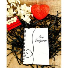 Sinems World Sevgililer Günü Seni Seviyorum Yazılı Ahşap Defter - Beyaz