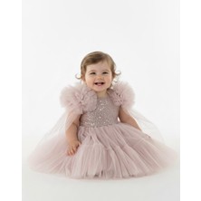 Minimony 2-6 Yaş Kız Çocuk Fırfırlı Pullu Abiye Elbise 3503