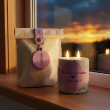 Miaju Mutluluğu Simgeleyen Eşsiz Hediye, Kişisel Mesaj Yazılabilen Çift Alevli Romantik Tasarım Mum, Gri