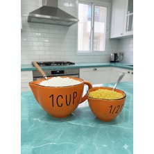 Beyler 2'li Seramik Ölçü Bardağı Seti Turuncu 250 ML/500 ml