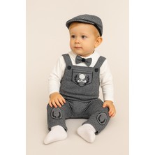 Dinamik çocuk Erkek Bebek Kasketli Papyonlu Salopet Takım Bayramlık 0-3-6-9-12AYLIK