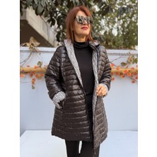 Denizege Butik Italyan Çift Taraflı Midi Mont Fendi Siyah