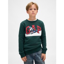 Gap Erkek Çocuk Koyu Yeşil Grafik Logo Sweatshirt