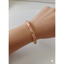 Akfecan Mineli Pembe Çelik Bileklik [kelepçe]