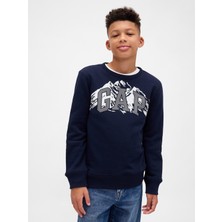 Gap Erkek Çocuk Lacivert Grafik Logo Sweatshirt