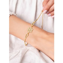 Çekirdek Jewelry 925 Ayar Gümüş Altın Kaplama Kartaneli Bileklik