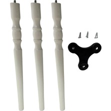 Hamadex 41 cm Beyaz Ahşap Torna Ayak – 3 Adet Ayak + 1 Adet Üç Girişli Bağlantı Aparatı