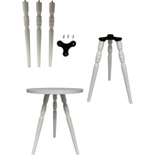 Hamadex 49 cm Beyaz Ahşap Torna Ayak – 3 Adet Ayak + 1 Adet Üç Girişli Bağlantı Aparatı