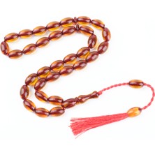 Lapisdo Sıkma Kehribar Beyzi Kesim 9X14MM Tesbih