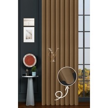 Yunilla Ipek Kadife Fon Perde V-05 Açık Kahve