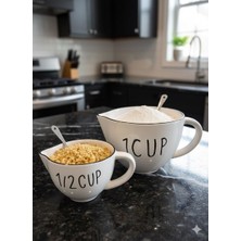 Beyler 2'li Seramik Ölçü Bardağı Seti Beyaz 250 ML/500 ml