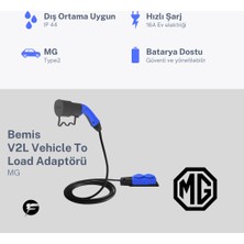Bemis V2L (Vehicle to Load) Elektrikli Araç Uyumlu 2’li Priz Uzatma Adaptörü – 3 Metre – MG