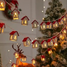 Es Dekor Noel Ağacı 2m 10 LED Kırmızı Ev Peri Işıkları - Pil ile Çalışır, Şenlikli