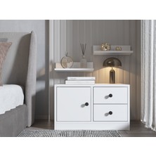 Nettrends Modüler Şifonyer & 2’li Duvar Rafı – Şifonyer/raf Seti, Beyaz - PNR-ŞFN-1005