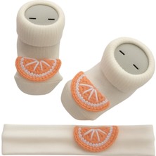 Style Baby Amazing Hoşgeldin Bebek, Yenidoğan Kız Bebek, El Örgüsü Meyve Motifli Bandana ve Çorap  Hediye Seti