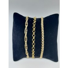 Kusakli 3'lü Gold Altın Rengi Zincir Bileklik Seti