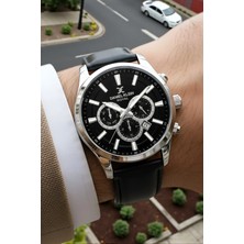 Daniel Klein Siyah Deri Kordon Gümüş Renk Çelik Kasa Takvimli Erkek Kol Saati Bileklik Hediyeli ZMDK1170