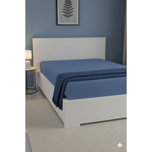 Favora %100 Pamuk Ranforce Premium Çift Kişilik Lastikli Çarşaf - İndigo