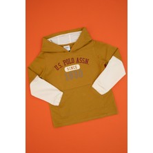 U.S. Polo Assn. Erkek Çocuk Hardal Kapüşonlu İnce Sweatshirt 50316470-VR151