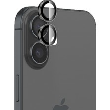 Bix iPhone 16 / 16 Plus Lens Koruyucu Kamera Lensi 9h Gerçek Cam Crystal Ar+Af Siyah