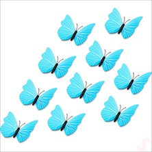 Süsle Bebek ve Parti 3D Baskılı Pvc Kelebek Süs, 7,5 cm x 10 Adet - Mavi