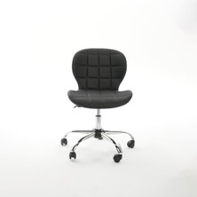 Ekopol Sandalye Krom Metal Ayaklı Deri | Ev, Ofis, Çocuk Odası Çalışma Sandalyesi (Ayarlanabilir) Yaprak