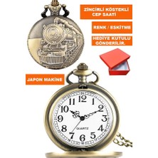  kabartma logolu eskitme renk zincirli köstekli cep saati kos-elk2