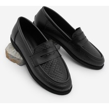 Marjin Kadın Loafer Makosen Desenli Günlük Ayakkabı Asgin Siyah