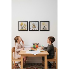 Pastel Orman Temalı 3'lü Çerçeveli Tablo Seti - Çocuk Odası, Bebe