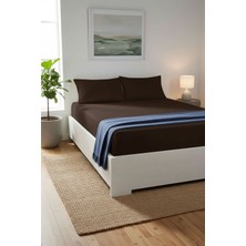Favora %100 Pamuk Ranforce Premium King Size Lastikli Çarşaf Seti - Kahv