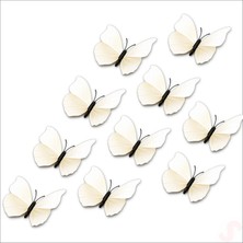 Süsle Bebek ve Parti 3D Baskılı Pvc Kelebek Süs, 7,5 cm x 10 Adet - Beyaz