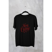 Mg Merry Chrıstmas Baskılı Bisiklet Yaka Pamuklu Oversıze Kalıp Kısa Kollu Unısex Tshırt