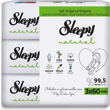 Sleepy Natural Ultra Hassas Bebek Islak Mendil 3X60 Adet (3 Adet)
