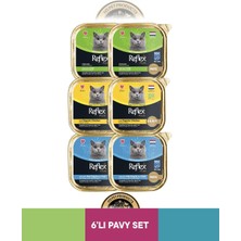 Reflex Plus Alutray Pate Msc Morina Balıklı Kısırlaştırılmış Yetişkin & Alutray Sos Içinde Organik Tavuklu Yetişkin & Alutray Pate Msc Ringa ve Msc Morina Balıklı Yetişkin Kedi Maması Seti 6X85 Gram