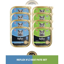 Reflex Plus Alutray Pate Msc Ringa ve Msc Morina Balıklı Yetişkin & Alutray Pate Msc Morina Balıklı Kısırlaştırılmış Yetişkin Kedi Maması Seti 8x85 gr