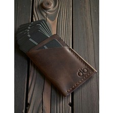 Kalkan Deri Safir Leather Hakiki Italyan Deri Kartlık – El Yapımı, 12 Kart Kapasiteli, Minimal Ince (Kahverengi)