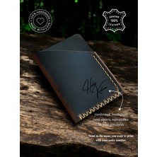 Kalkan Deri Taba Minimal El Yapımı Hakiki Deri Kartlık - Isimli