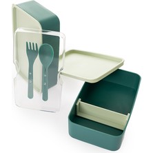 Tuffex Pratik Yemek ve Saklama Kabı Seti-Dörtgen Su Yeşili (3 Adet)