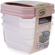 Festiva Kare Saklama Kabı 250ML - Pembe (3 Adet)