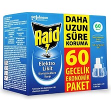 Raid Elektro Likit Sivrisineksiz Etkin Koruma 60 Gece Yedek Şişe (5 Adet)