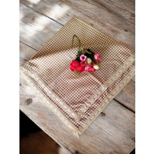 Denizli Hatırası Vintage Renkli Pöti Kareli Güpürlü Masa Örtüsü