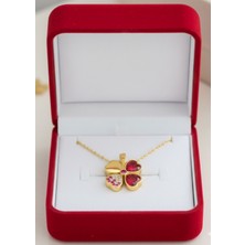 Çekirdek Jewelry 925 Ayar Gümüş Altın Kaplama Ters Yonca Kolye