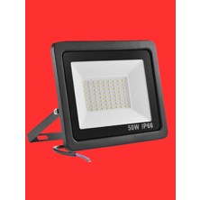 Powerr Led Aydınlatma 50 Watt Siyah Slim Kasa Kırmızı Işık IP65 LED Projektör